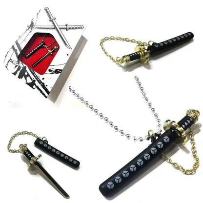 One Piece Roronoa Zoro Mini Katana Keychain, Anime Metal Sword Pendant with Scabbard, 4 Styles Wado Ichimonji Sandai Kitetsu Shusui Enma Replica, Collectible Bag Charm & Anime Fan Gift