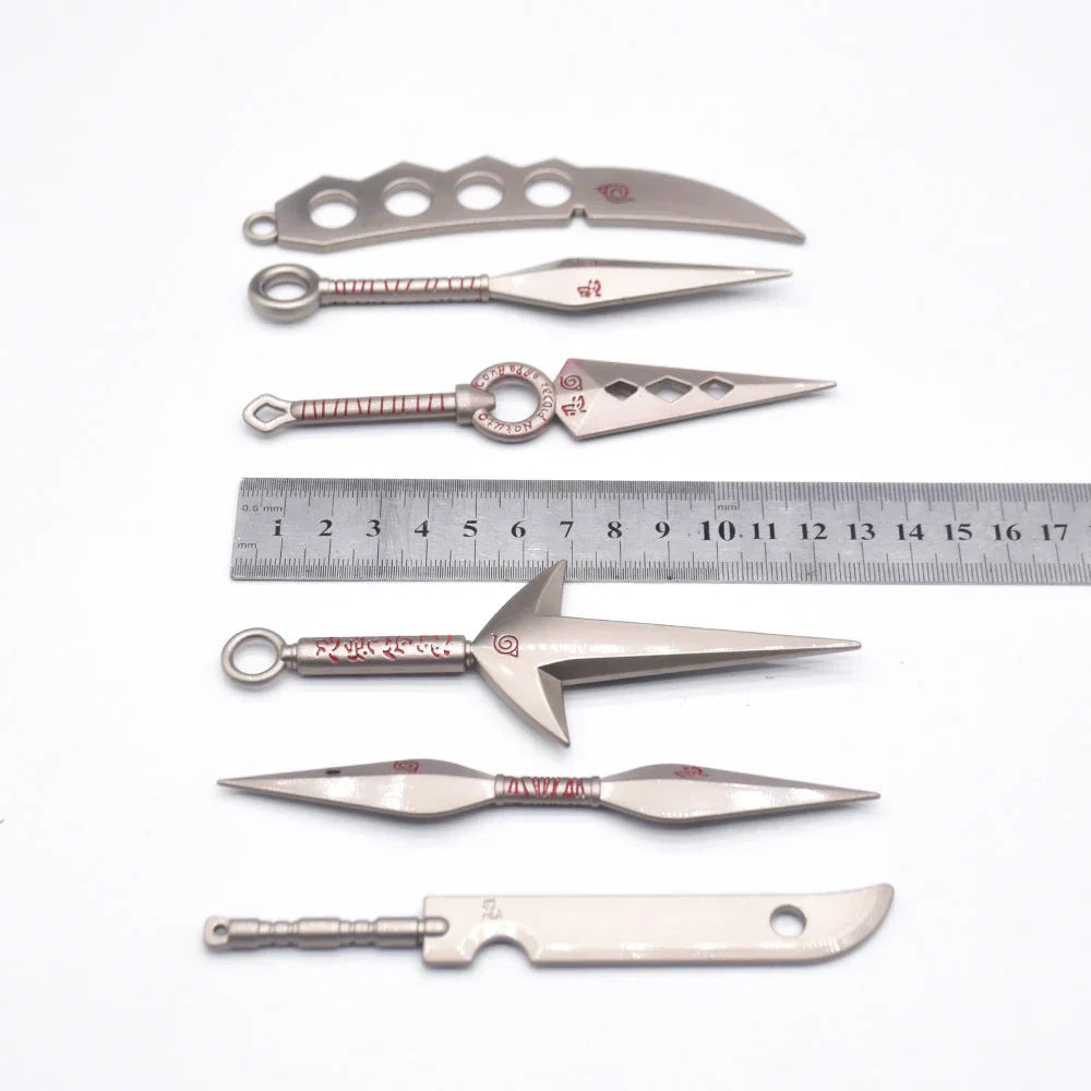 Naruto Ninja Weapon Kunai Set, Metal Mini Kunai Knife Shuriken Collection Gift Box, Anime Ninja Cosplay Prop, Leaf Village Symbol Ornaments, Collectible Toy Gift for Naruto Fans