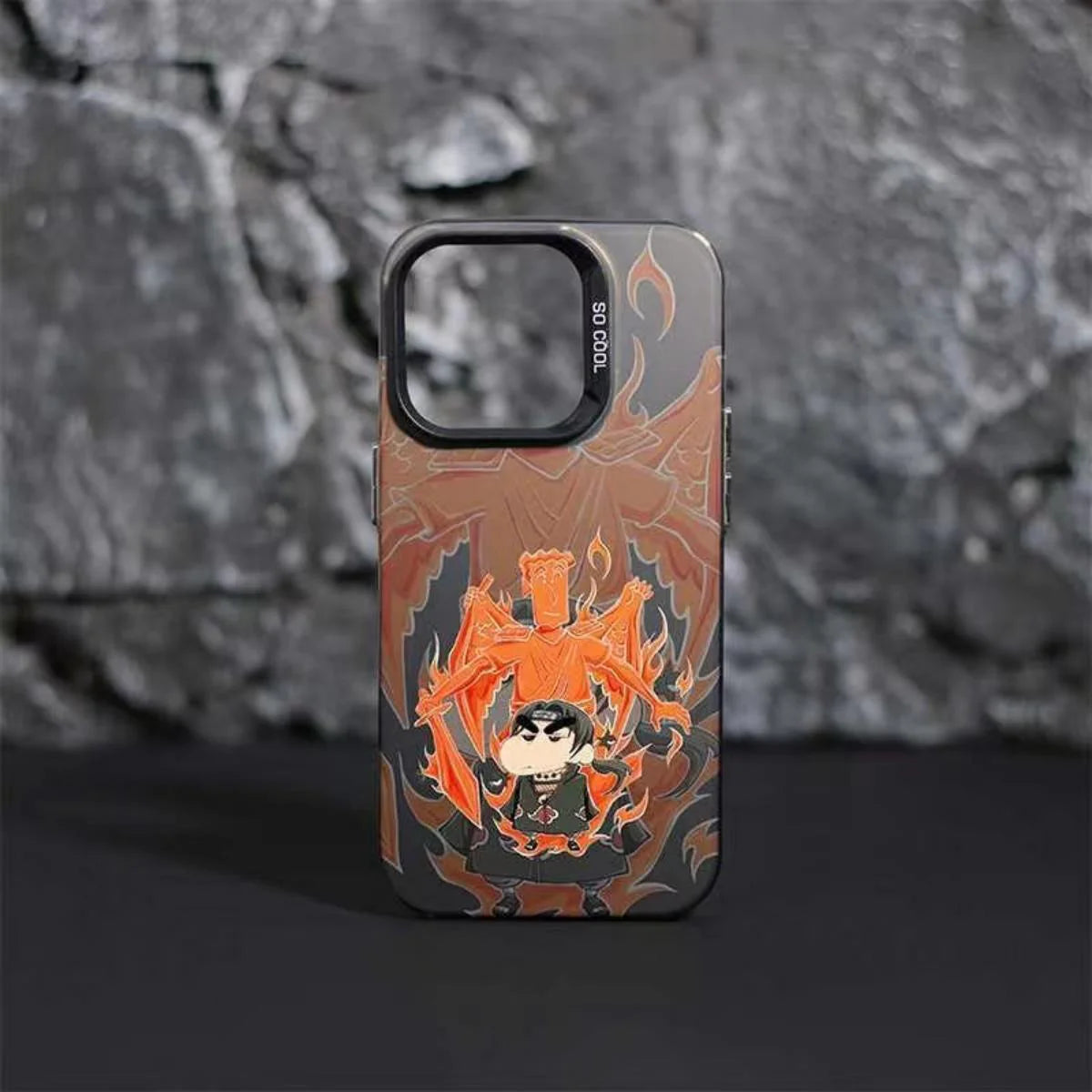 Crayon Shin-chan Anime Phone Case, Cute Shin-chan Cos Naruto Character IMD Print Shockproof Protective Phone Cover, Color Flame Pattern Hard Bumper Case for iPhone, Anime Fans Collectible Gift