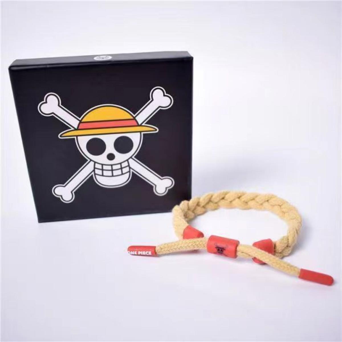 One Piece Anime Braided Bracelet, Straw Hat Pirates Woven Rope Wristband, Adjustable Character Themed Bracelets, One Piece Cosplay Jewelry, Anime Fan Gift for Men Women Teens