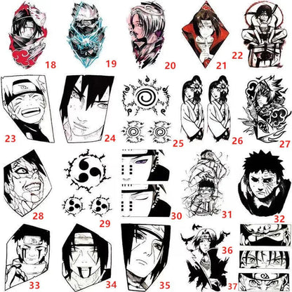 Naruto Anime Temporary Tattoo Stickers, Sharingan Akatsuki Uchiha Waterproof Fake Tattoos, Cosplay Body Art Stickers, Anime Party Decorations Gift for Naruto Fans