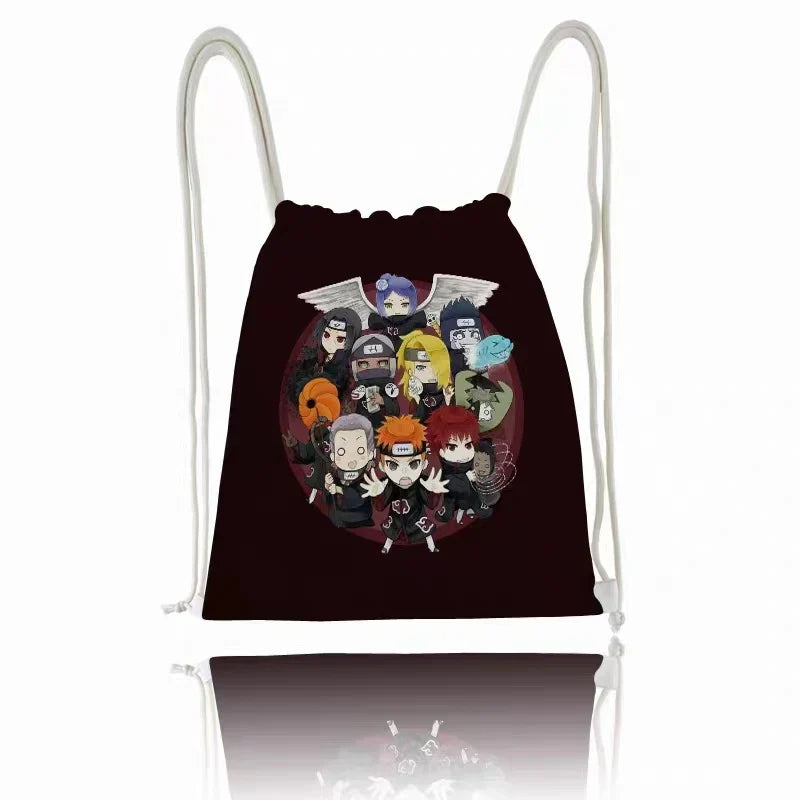 Naruto Anime Drawstring Backpack, Uzumaki Naruto & Konoha Symbol Printed Gym Sack Bag, Lightweight Portable Cinch Sack, Sport Storage Bag for School Shopping Travel, Anime Fan Gift