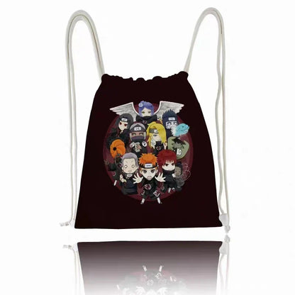 Naruto Anime Drawstring Backpack, Uzumaki Naruto & Konoha Symbol Printed Gym Sack Bag, Lightweight Portable Cinch Sack, Sport Storage Bag for School Shopping Travel, Anime Fan Gift