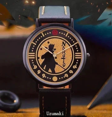 Naruto Anime Character Quartz Watch, Uchiha Sasuke Itachi Kakashi Naruto Wrist Watch, Vintage PU Leather Strap Analog Watch, Anime Cosplay Accessory Collectible Gift for Naruto Fans