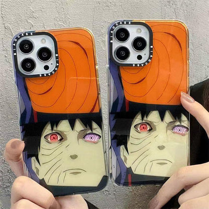 Naruto Anime Phone Case for iPhone, Obito Uchiha Manga Character Print Shockproof Protective Case, Cool Naruto Graphic Phone Cover, Naruto Anime Merch Gift for Anime Fans