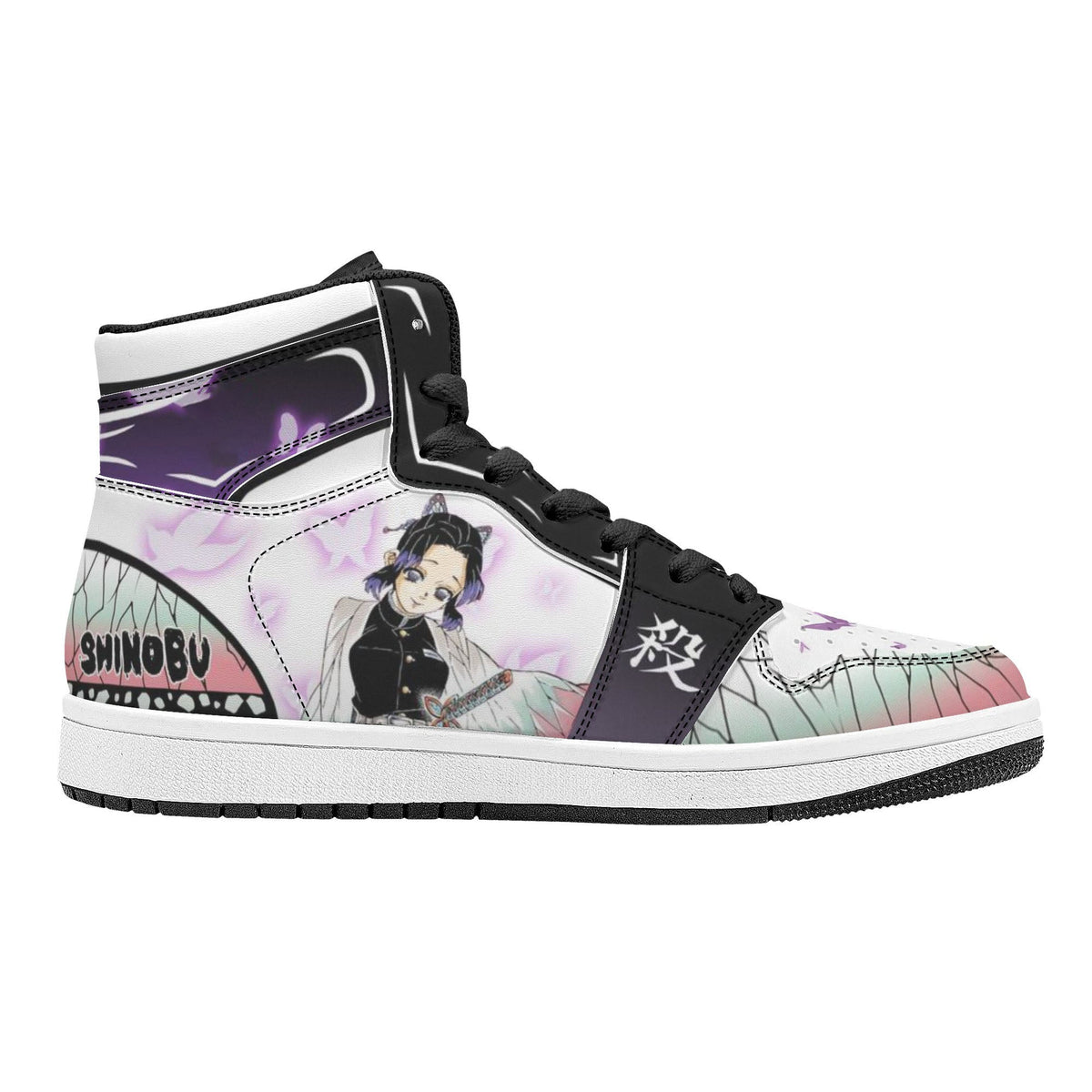 Demon Slayer Shinobu Kocho Anime High Top Sneakers, Insect Hashira Shinobu Printed Casual Shoes, Anime Cosplay Streetwear Footwear, Demon Slayer Merch Sneakers Gift for Anime Fans