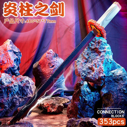 Demon Slayer Building Block Katana Sword, Anime Nichirin Sword Model Kit with Display Stand, Cosplay Prop Assembly Bricks, Tanjiro Zenitsu Giyuu Shinobu Sword Building Toy, Anime Collectible Decor Gift