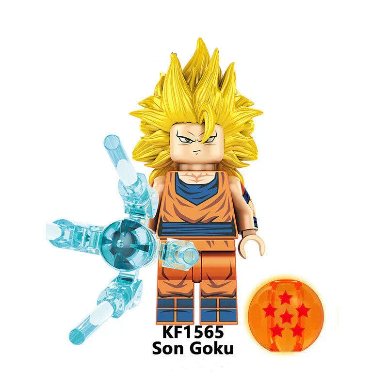 Dragon Ball Z Building Blocks Minifigures Set, DBZ Goku Vegeta Broli Zamasu Mini Figures with Dragon Ball & Energy Effect Parts, Anime Character Collectible Brick Toys, Gift for Kids & Dragon Ball Fans