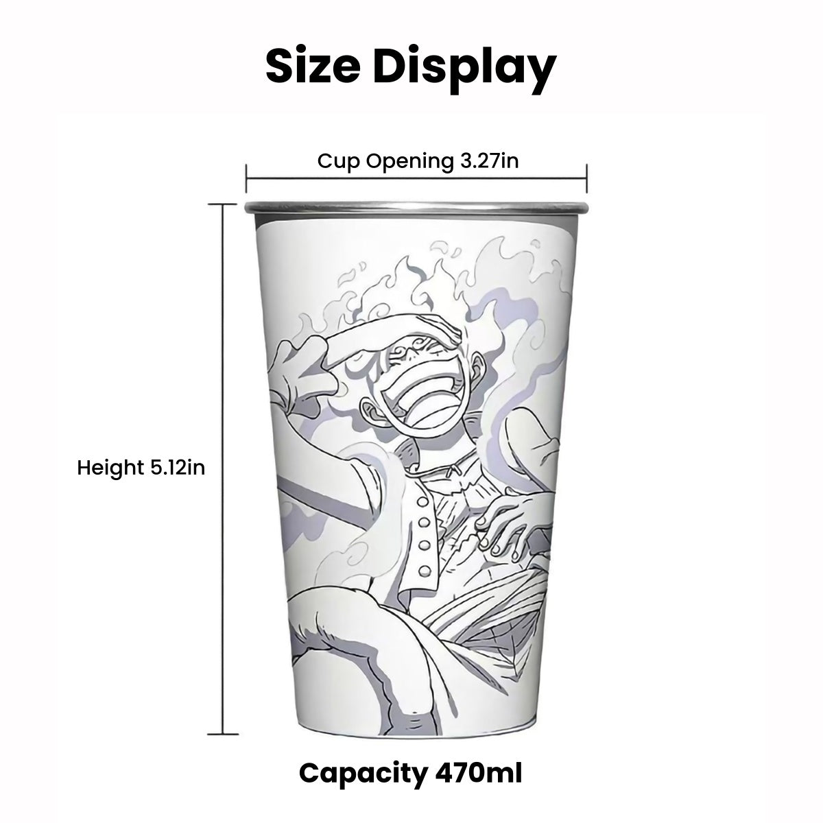 One Piece Nika Luffy Cold Sensitive Color Changing Aluminum Cup 470ml Food‑Grade Thermochromic Anime Drinking Cup For Cold Beverages Coffee Iced Drinks