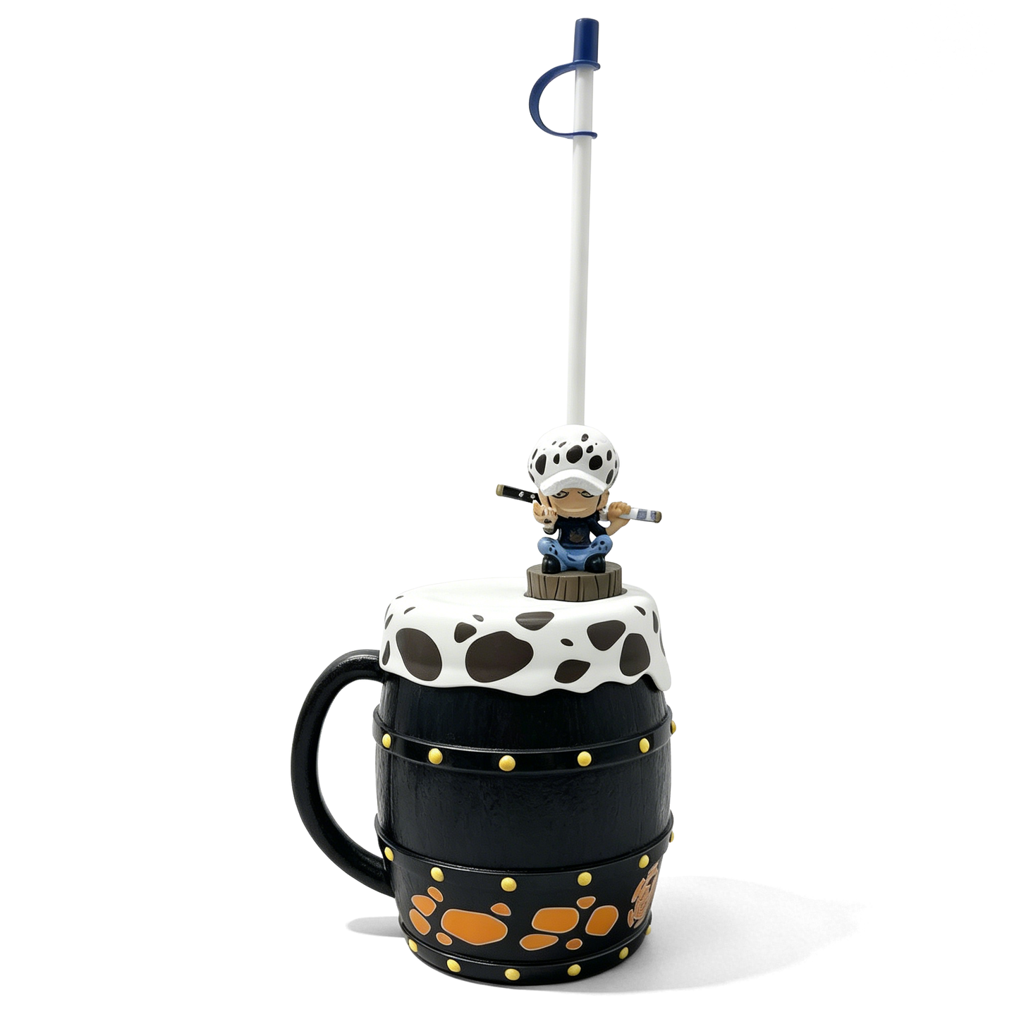 One Piece Monkey D. Luffy Tony Tony Chopper Trafalgar Law Barrel Shaped Straw Cup, Collectible Figure Lid Drinking Mug With Straw For Fans Collection