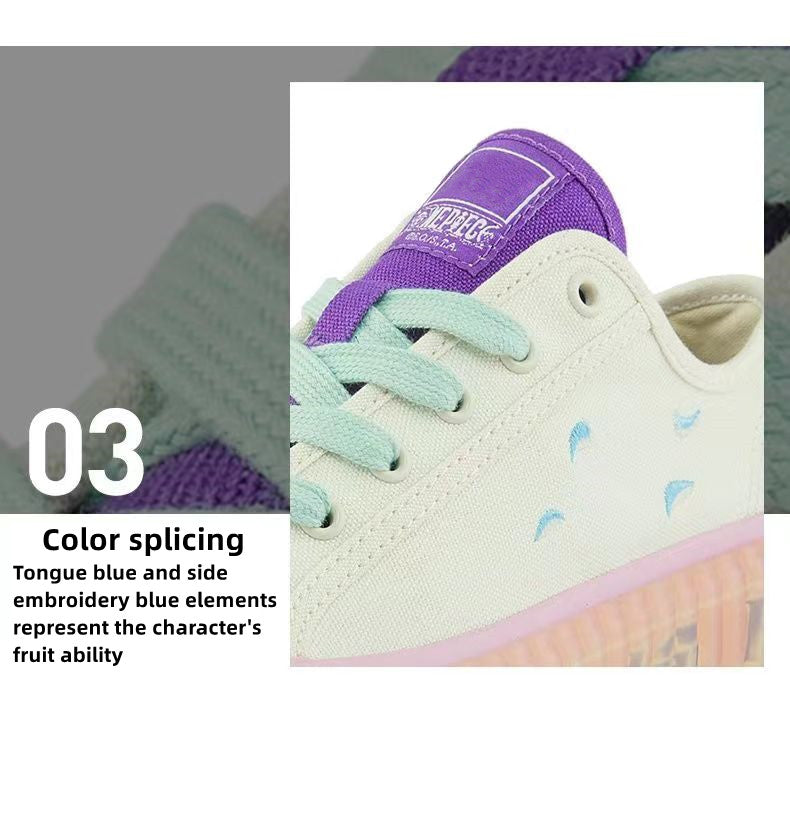 One Piece Nico Robin Low Top Canvas Sneakers, Anime Robin Purple Cream Casual Shoes, Men Women Cosplay Streetwear Trainers, One Piece Fan Collectible Footwear Gift