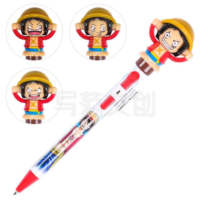 One Piece Anime Gel Pen, 3D Character Figure Topper Ballpoint Pen, Luffy Chopper Ace Law Collectible Writing Pen, Smooth Ink School Stationery, Birthday Gift for One Piece Fans Students