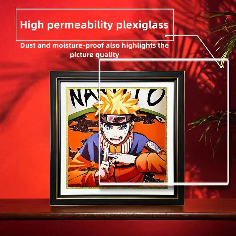 Naruto Uzumaki 3D Layered Paper Art Frame, Anime Naruto Handmade Paper Cut Shadow Box, Stratification Paper Carving Painting, Wall & Desk Display Decor, Collectible Art Gift for Naruto Anime Fans