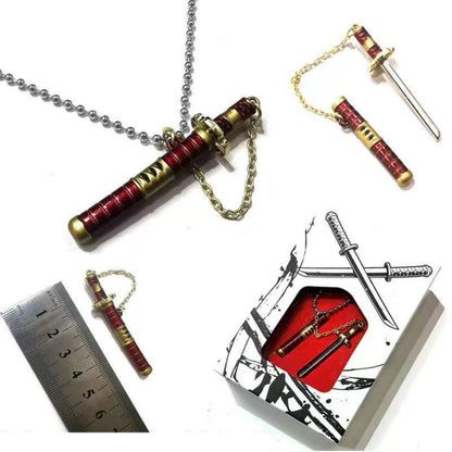 One Piece Roronoa Zoro Mini Katana Keychain, Anime Metal Sword Pendant with Scabbard, 4 Styles Wado Ichimonji Sandai Kitetsu Shusui Enma Replica, Collectible Bag Charm & Anime Fan Gift