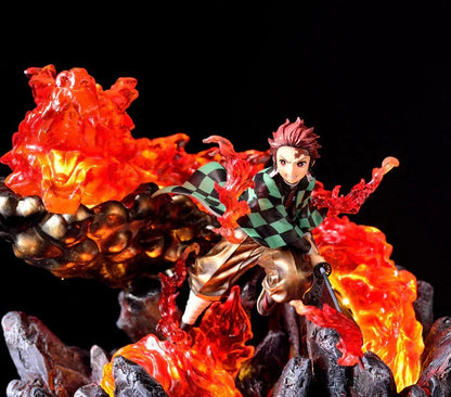 Demon Slayer Tanjiro Kamado Figure, Hinokami Kagura Fire Dragon GK Resin Statue, Kamado Tanjiro Diorama Figurine, Anime Collectible Desktop Ornament Gift for Demon Slayer Fans