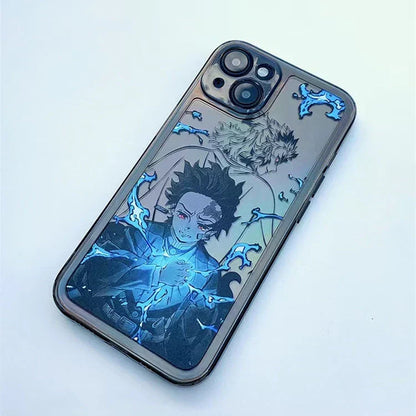 Demon Slayer Anime Phone Case, Tanjiro Zenitsu Print Transparent Shockproof Protective Cover, Cool Flame Pattern Clear Phone Shell, Anime Character Case, Gift for Demon Slayer Fans