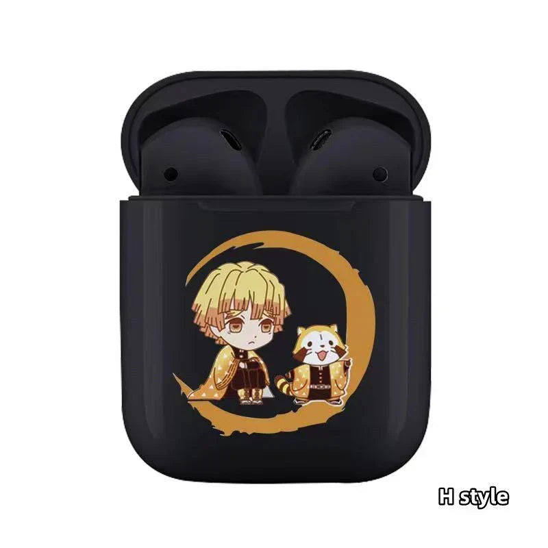 Demon Slayer Wireless Bluetooth Earbuds, Tanjiro Nezuko Zenitsu Giyuu Anime Print TWS Earphones, Touch Control Stereo Sound Headset, Portable Earbuds Case, Anime Fan Gift
