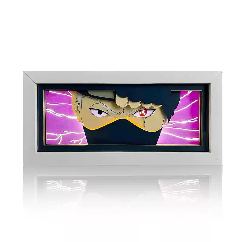 Naruto Anime Paper Cut Light Box, 3D Paper Carving LED Frame Lamp, Sharingan Character Night Light, Desktop Wall Art Decor, Collectible Anime Gift for Naruto Fans
