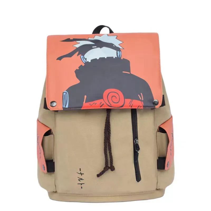 Naruto Anime Backpack, Uzumaki Naruto Seal Canvas Rucksack, Vintage Flap Drawstring School Backpack, Cosplay Laptop Daypack, Anime Shoulder Bag Gift for Naruto Fans