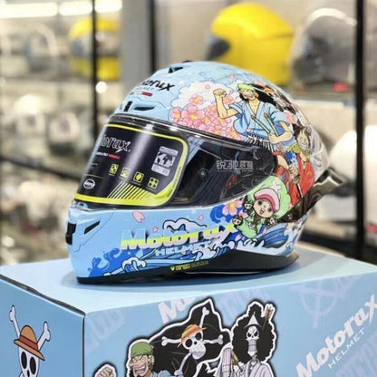 One Piece Full Face Motorcycle Helmet, Anime Luffy Chopper Wano Country Printed Motorbike Racing Helmet, Lightweight Street Bike Helmet for Men Women, Multiple Graphic Styles