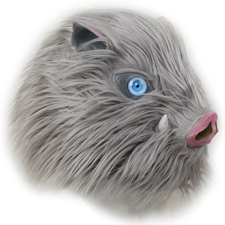 Demon Slayer Anime Cosplay Mask, Inosuke Boar Mask & LED Glowing Cat Fox Mask, Kimetsu no Yaiba Halloween Party Costume Prop, Light Up Anime Mask for Cosplay, Halloween Carnival Dress Up Gift