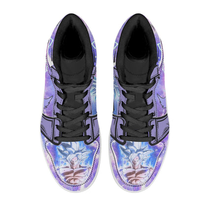 Dragon Ball Vegeta Ultra Instinct Anime High Top Sneakers, Purple Galaxy Custom Print Streetwear Shoes, Men Women Casual Fashion Sneakers, Anime Fan Collectible Footwear Gift