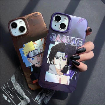 Naruto Anime Phone Case, Naruto and Sasuke Retro Comic Art Print Shockproof Soft TPU Phone Cover For iPhone, Cool Anime Character Phone Shell, Anime Fan Gift