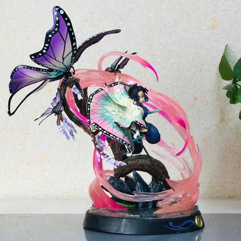 Demon Slayer Shinobu Kocho Figure, Hashira Shinobu Butterfly Resin Statue, Anime GK Bust Figurine with Butterfly Effect Base, Collectible Desktop Ornament Model Gift for Demon Slayer Fans