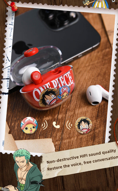 One Piece Monkey D. Luffy Tony Tony Chopper True Wireless Bluetooth 5.3 Earbuds Smart Touch Control Half‑in‑Ear Headphones with Transparent Charging Case Anime Gift For Fans
