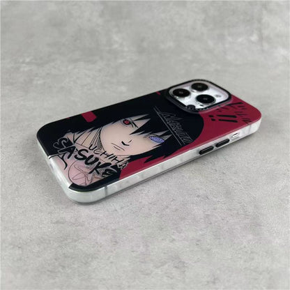 Naruto Anime Manga Phone Case for iPhone, Pain Nagato & Uchiha Sasuke Vintage Comic Print Shockproof Soft Protective Cover, Slim Fit Anti-Scratch Anime Character Phone Shell, Naruto Fan Gift