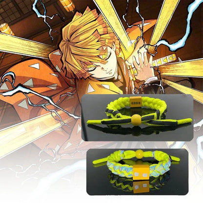Demon Slayer Anime Braided Bracelet, Tanjiro Nezuko Rengoku Giyuu Cosplay Handmade Woven Rope Bracelet, Adjustable Character Themed Wristband, Anime Fan Collectible Jewelry Gift for Men Women Teens