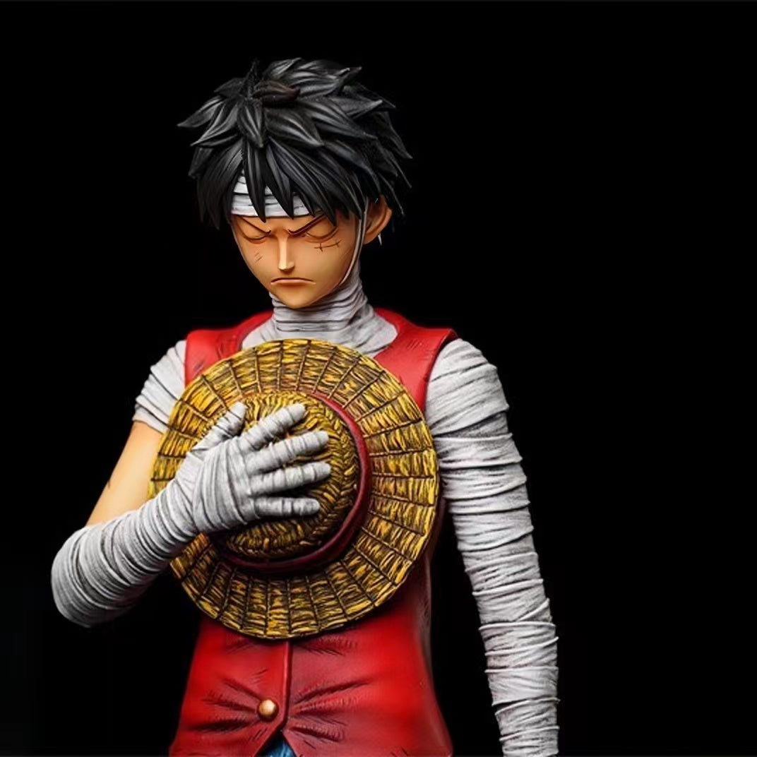 One Piece Anime Figure, Luffy Zoro Sanji Statue, Bandage Wounded Version Collectible Figurine with Extra Head, PVC Model Toy, Desktop Decoration, One Piece Fan Merch Gift
