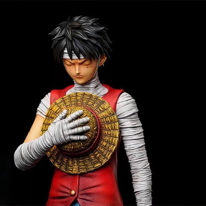One Piece Anime Figure, Luffy Zoro Sanji Statue, Bandage Wounded Version Collectible Figurine with Extra Head, PVC Model Toy, Desktop Decoration, One Piece Fan Merch Gift