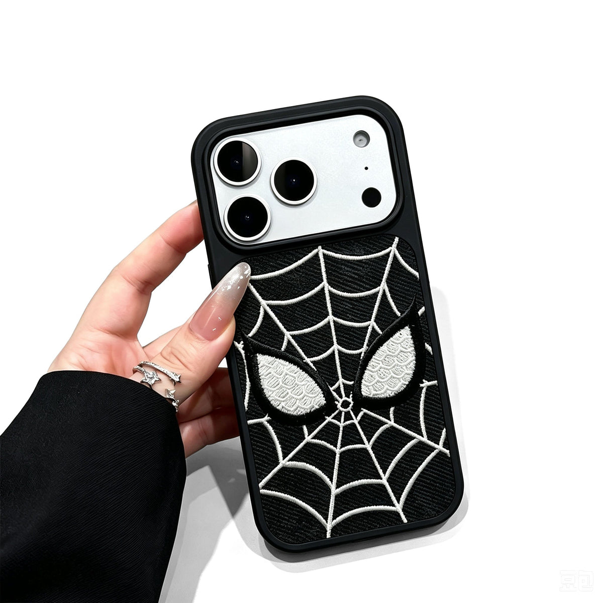 Marvel Spider‑Man Embroidered Glow In The Dark Phone Case 3D Web Pattern Shockproof Protective Anime Cover For Iphone 2‑Color Options