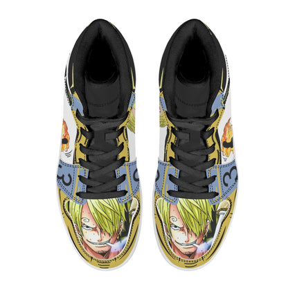 One Piece Sanji Anime High Top Sneakers, Custom Printed Sanji Character Fashion Casual Shoes, One Piece Anime Streetwear Footwear, Anime Sneaker Gift for One Piece Fans