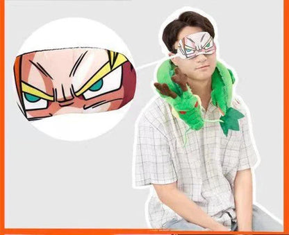 Dragon Ball U-Shaped Travel Neck Pillow, Shenron & Majin Buu Anime Plush Neck Support Pillow with Eye Mask, Soft Comfortable Headrest for Airplane Car Office Nap, Dragon Ball Fan Collectible Gift