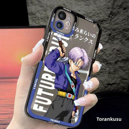 Dragon Ball Z Anime Phone Case, Goku Trunks Vegeta Clear Transparent Protective Cover, DBZ Cartoon Character Shockproof Phone Case for iPhone, Anime Fan Merch Phone Shell
