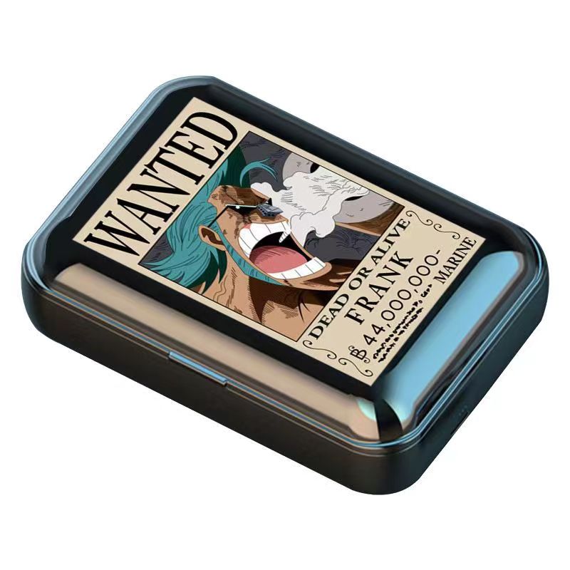 One Piece Wanted Poster Wireless Earbuds, Anime Luffy Zoro Nami Chopper Sanji TWS Bluetooth Earphones, Touch Control Stereo Headphones with Wanted Bounty Poster Charging Case for Anime Fans