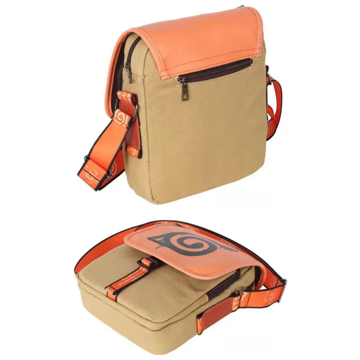 Naruto Leaf Village Symbol Crossbody Messenger Bag, Hidden Leaf Logo Canvas Shoulder Bag, Anime Cosplay Satchel Bag, Casual Daily Storage Bag Collectible Gift for Naruto Fans