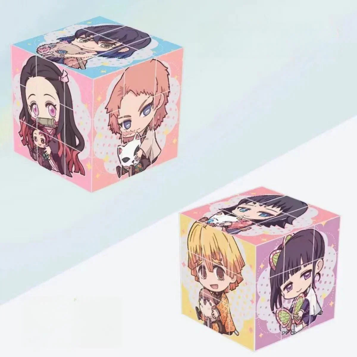 Demon Slayer Tanjiro Nezuko HD Printed Speed Puzzle Cube, Smooth Turning Brain Teaser Educational Fidget Toy, Anime Collection Desk Decor Gift for Anime Fans