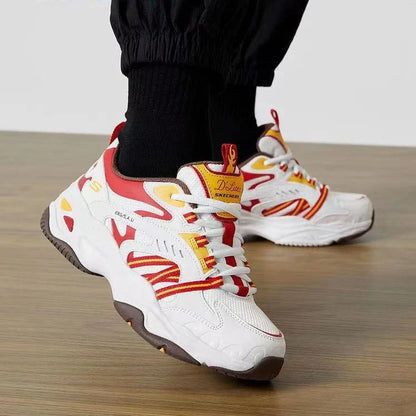 Demon Slayer Rengoku Kyojuro Themed Chunky Sneakers, Anime Flame Pattern Dad Shoes, Women’s Thick Sole Platform Walking Shoes, Non Slip Casual Sports Trainer, Cosplay Daily Wear Sneaker for Anime Fans