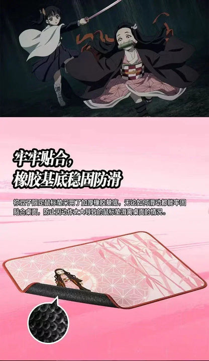 Demon Slayer Anime Mouse Pad, Nezuko & Inosuke Gaming Mousepad, Non-Slip Rubber Base Waterproof Desk Mat, Smooth Surface Mouse Mat for Laptop Computer Office Game, Demon Slayer Fan Merch Gift