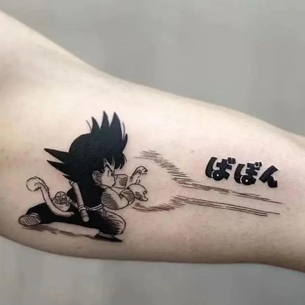 Dragon Ball Z Temporary Tattoo Stickers, DBZ Goku Vegeta Black Sketch Anime Fake Tattoos, Waterproof Long Lasting Body Art Tattoo Decals for Arm Shoulder Cosplay Anime Party Fans
