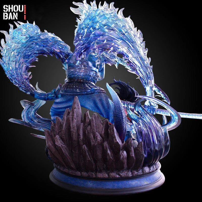 Naruto Uchiha Madara Figure, Susanoo & Kurama Giant GK Statue, Anime Naruto Shippuden Collectible Figurine with LED Light, Double Head Carving, Desktop Ornament Gift for Anime Fans