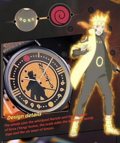 Naruto Anime Character Quartz Watch, Uchiha Sasuke Itachi Kakashi Naruto Wrist Watch, Vintage PU Leather Strap Analog Watch, Anime Cosplay Accessory Collectible Gift for Naruto Fans