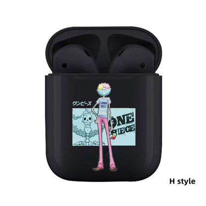 One Piece Anime TWS Wireless Earbuds, Luffy Zoro Sanji Chopper Skull Logo Printed Bluetooth Earphones, Stereo In-Ear Headphones with Portable Charging Case, Anime Fan Gift Wireless Headset