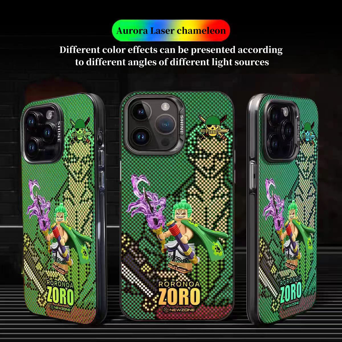 One Piece Anime Luffy Zoro Phone Case for iPhone, Building Block Figure Style Print Shockproof Protective Case, Nika Luffy Roronoa Zoro Character Phone Cover, One Piece Anime Merch Gift for Fans