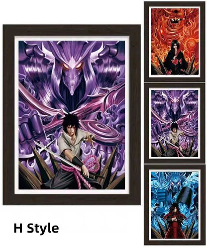 Naruto 3D Lenticular Poster with Frame, Anime Flip Changing Picture Art, Kakashi Sasuke Gaara Naruto Wall Decor, Bedroom Hanging Painting, Naruto Fan Merch Gift