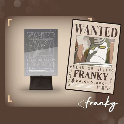 One Piece Wanted Poster Acrylic Light Stand, Anime Bounty Poster LED Night Light Desk Lamp, One Piece Character Table Decor Lamp, Anime Fan Collectible Gift