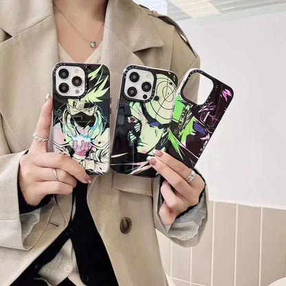 Naruto Anime Laser Holographic Phone Case for iPhone, Kakashi Pain Manga Art Print Shockproof Soft TPU Phone Cover, Iridescent Laser Flash Surface Slim Protective Phone Shell, Naruto Anime Fan Gift for iPhone
